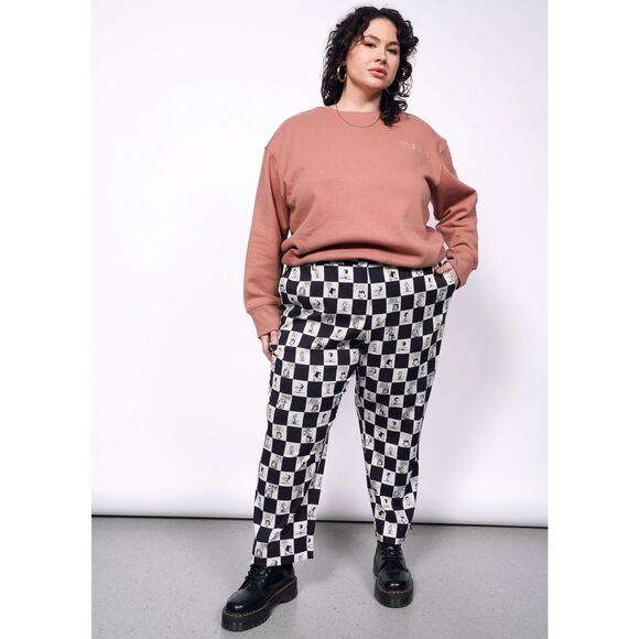 NWT LIMITED EDITION Peanuts X Wildfang Slim Crop Pant Peanuts Checkered Size 2 - Picture 5 of 11